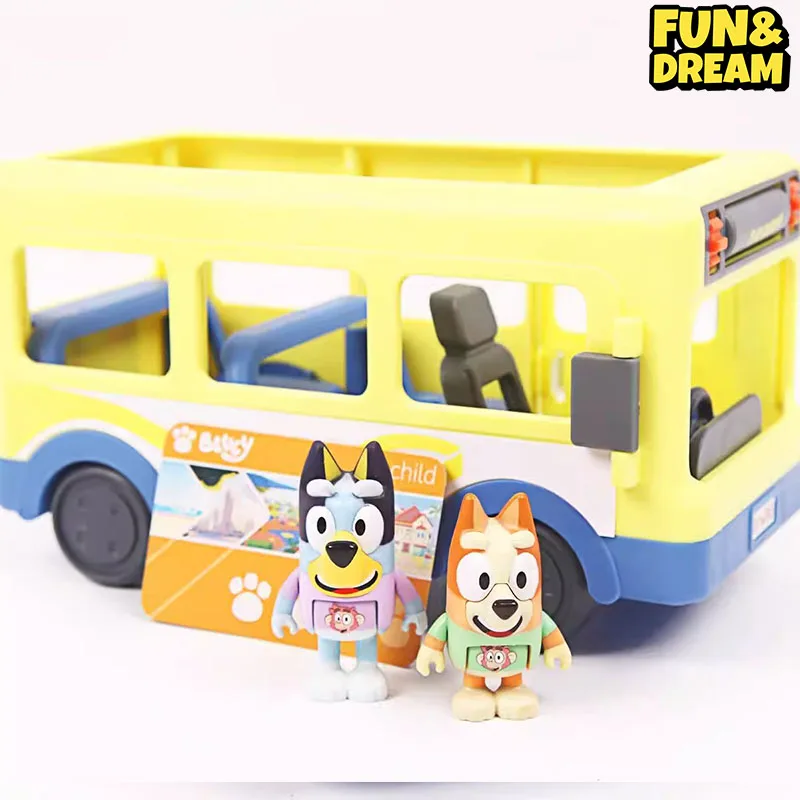 The Bluey Family And Friends Cute Bluey Dolls Movable Table Ornaments Children'S Toys School Bus Ornaments Birthday Present 3