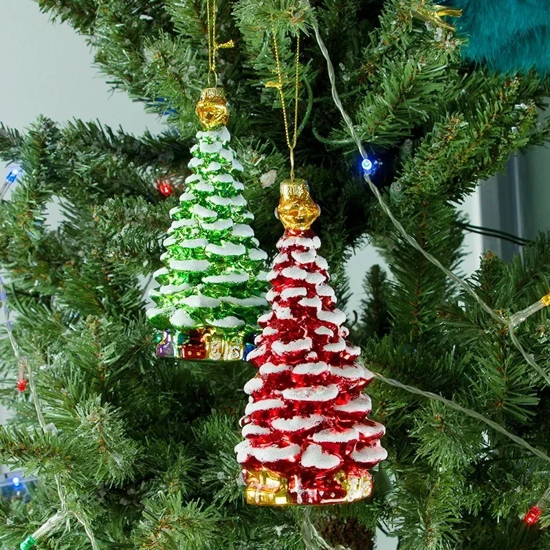 

Christmas Tree Glass Hanging Creative Christmas Decorations 2pcs Christmas Tree Hanging Decorations Home Party Christmas Gifts