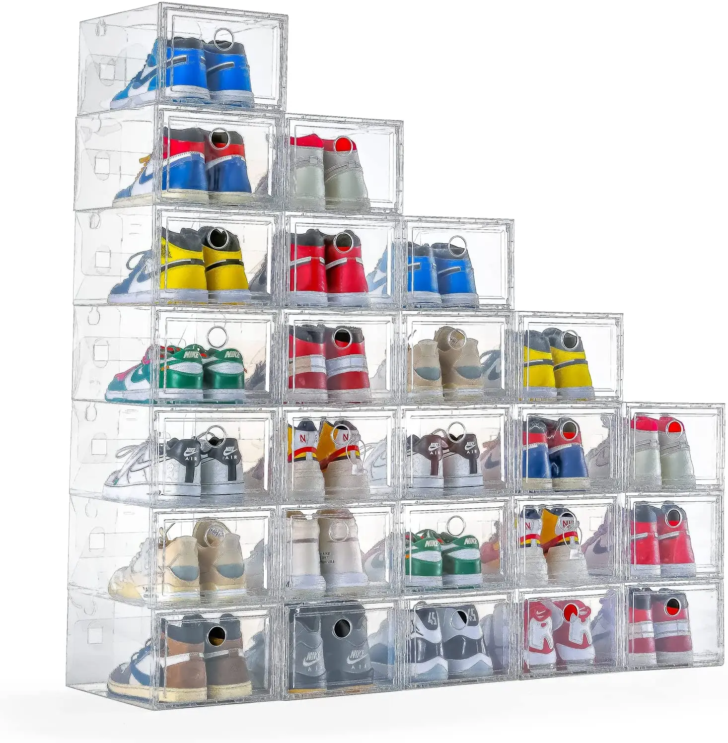 4 PACK Foldable Shoe Storage Acrylic/Plastic Stackable Sneaker Closet  Organizer