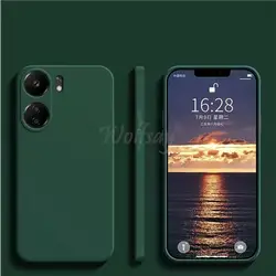 Liquid Silicone Rubber Phone Case - Durable Protector Cover for POCO C65 (Black Green)