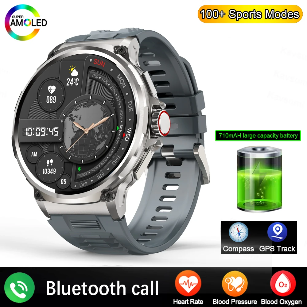 2026 새로운 GPS 트랙 스마트 워치 남성용 1.85인치 HD AMOLED 스크린 710 Mah 배터리 스포츠 블루투스 통화 스마트워치 안드로이드 IOS용