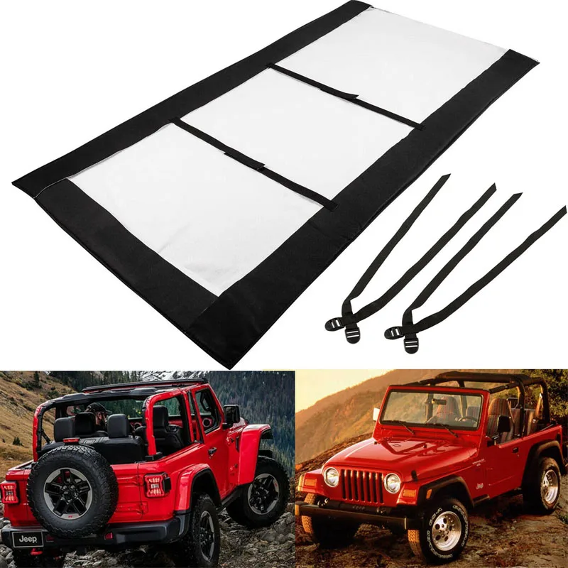 Soft Top Window Roll Adatto Per Jeep Wrangler 1976-2018 Cj, Yj, Tj E Jk Finestre Superiori Morbide Posteriori E Laterali