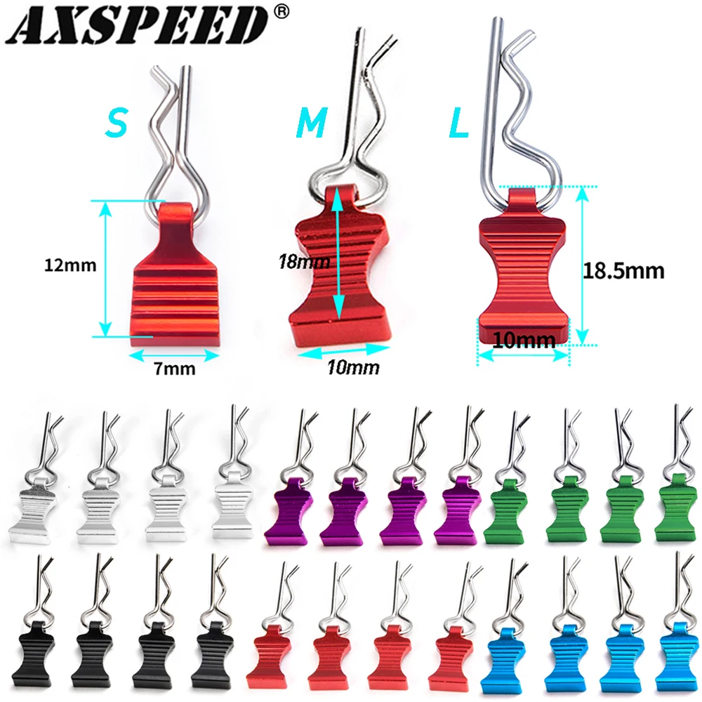 AXSPEED 4Pcs Metall R-typ Auto Shell Körper Feste Clips Pin mit Tab für 1/5 1/6 1/8 1/10 1/12 1/18 1/24 RC Auto Werkzeuge Teile