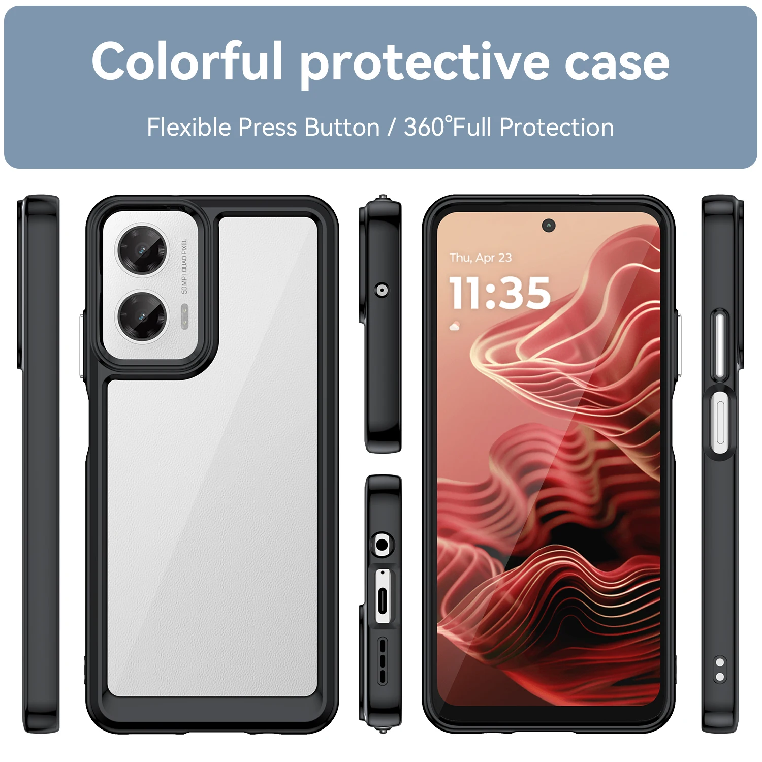 Transparent Colorful TPU Protective Phone Case