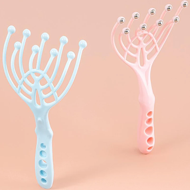 모발 성장을 위한 머리 마사지 롤러, 유선형 볼 바디 릴랙스, 두피 마사지 롤러, 핸드 헬드 헤어 스트레스 해소 보조기구, 9 클로