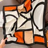 Women Spain Brand Design Scarf New Fashion Geometric Cotton Scarves Square Small Handkerchief Neck Snood Bag Hijab Snood 90*90Cm 1
