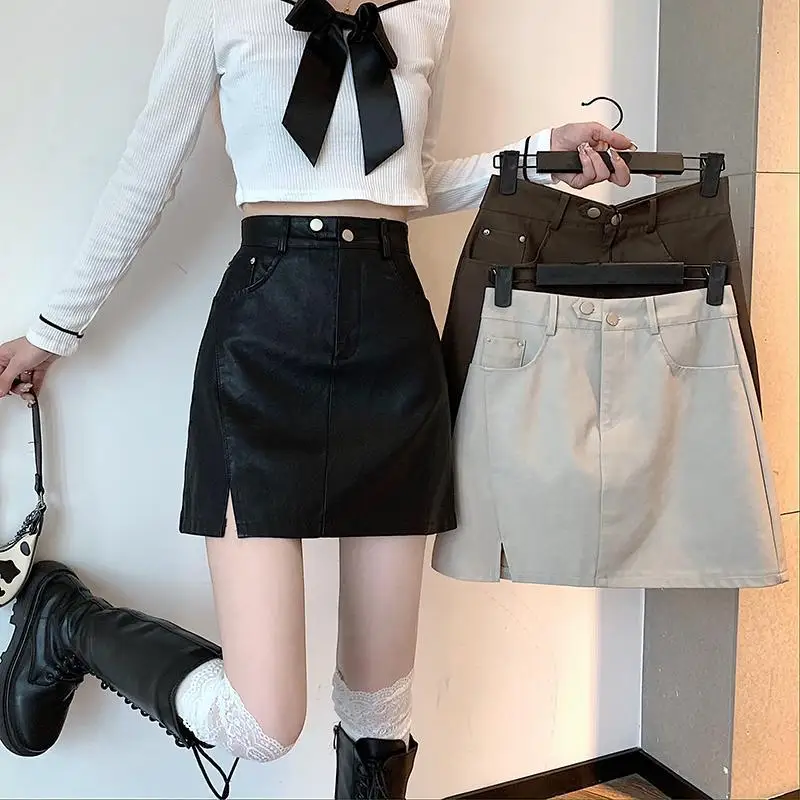 Sweet-Cool-Slit-Skirt-Autumn-and-Winter-Hip-covering-Skirt-Fashionable ...