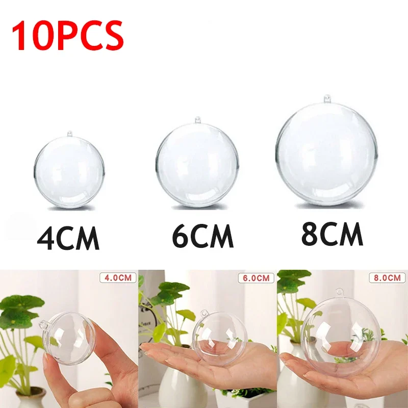 Christmas Tree Ornaments 10pcs Transparent Plastic Christmas Balls Christmas Tree Hanging Decorations Wedding Party Home Decor