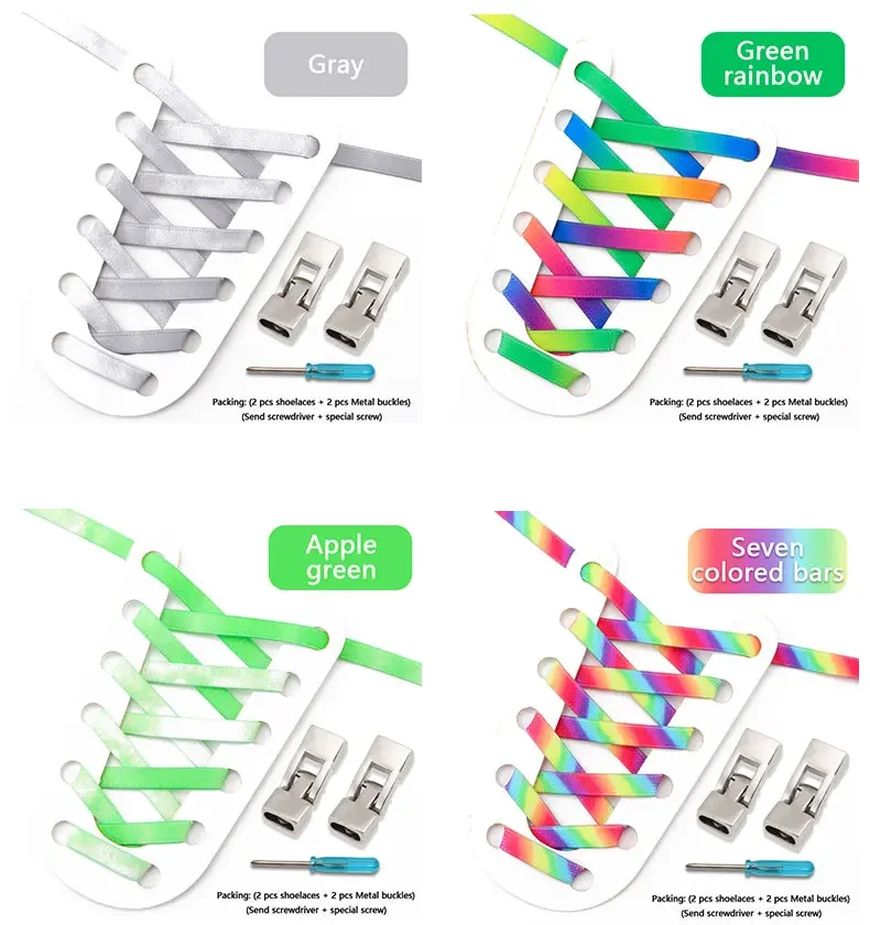 Bunte Regenbogen-Kreuzverschluss-Schnürsenkel Elastische Flache Schnürsenkel ohne Binden für Sneaker Kinder & Erwachsene Schuhbänder – Detail 9