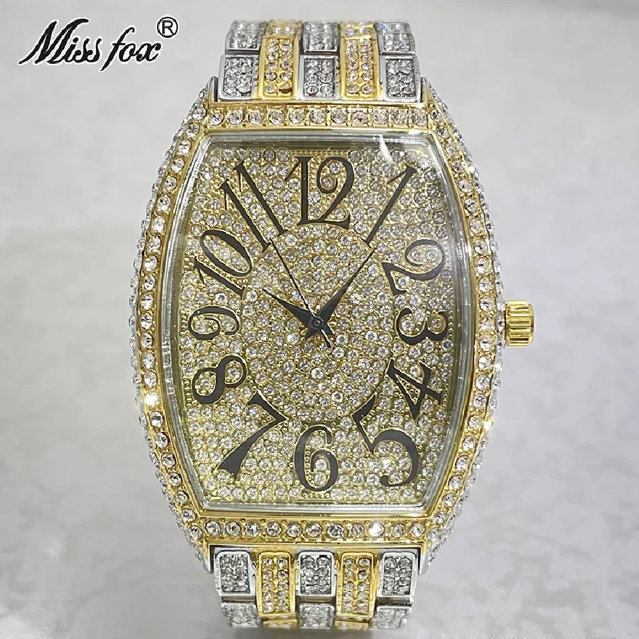 

Hip Hop Brand Luxo Gold Watches Men Luxury Iced Out Waterproof Wrist Watch Full Moissanite AAA Clocks Gift For Man Reloj Hombre