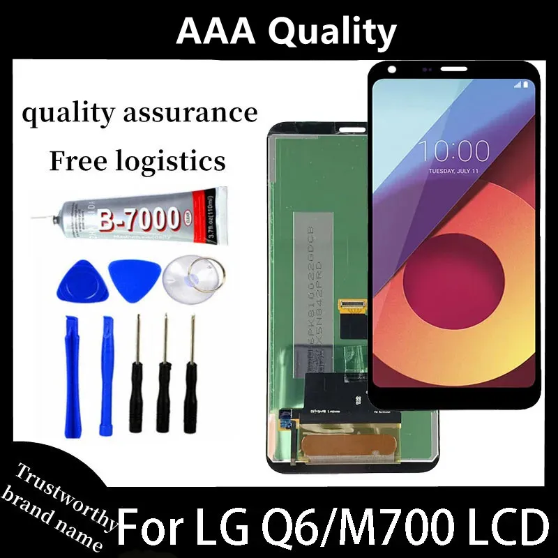 프레임 포함 LCD 디스플레이 및 터치 스크린 디지타이저 어셈블리, LG Q6/Q6 플러스 LG-M700 M700 M700A US700 M700H M703 M700Y, 100% 테스트 완료 