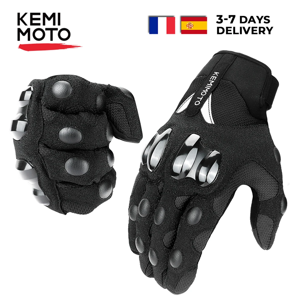 KEMIMOTO Guanti Moto Estivi Omologati, Guanti da Motociclismo Touchscreen per Uomo e Donna con