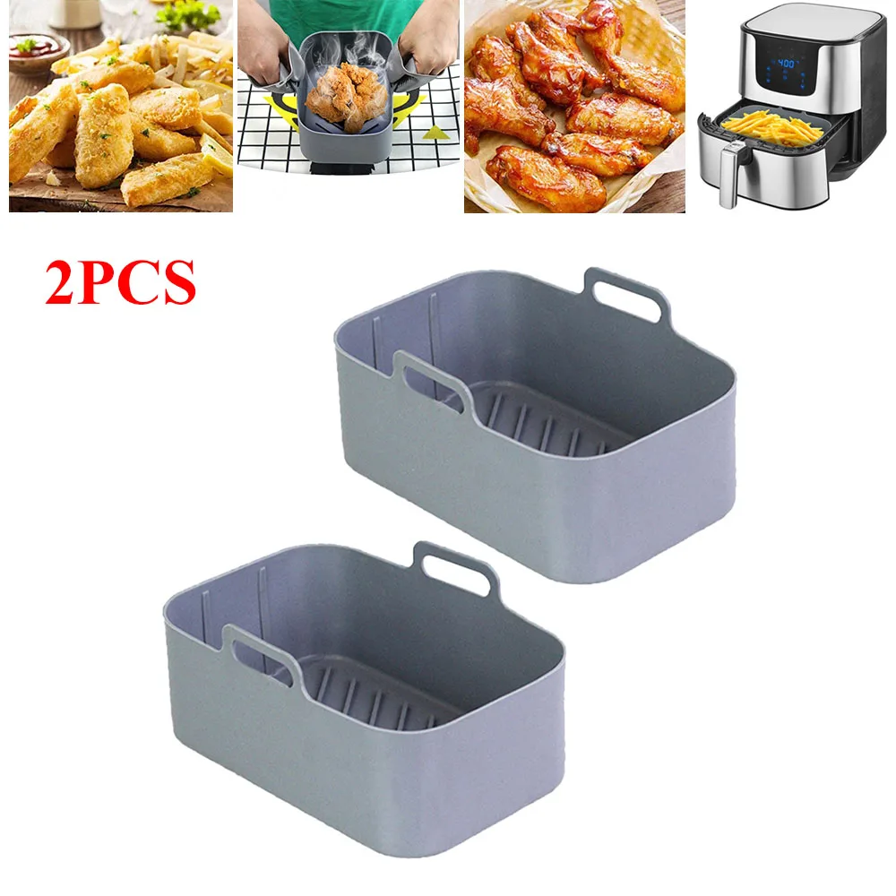 Hava Frit z Silikon Pot 2 Adet Kare F r n Pi irme Tepsisi ift 2 Sepet 