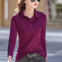 T-shirt à manches longues pour femme, station européenne, pur coton, col polo, haut décontracté, grande taille, léger, luxe, mode estivale, nouveau 3