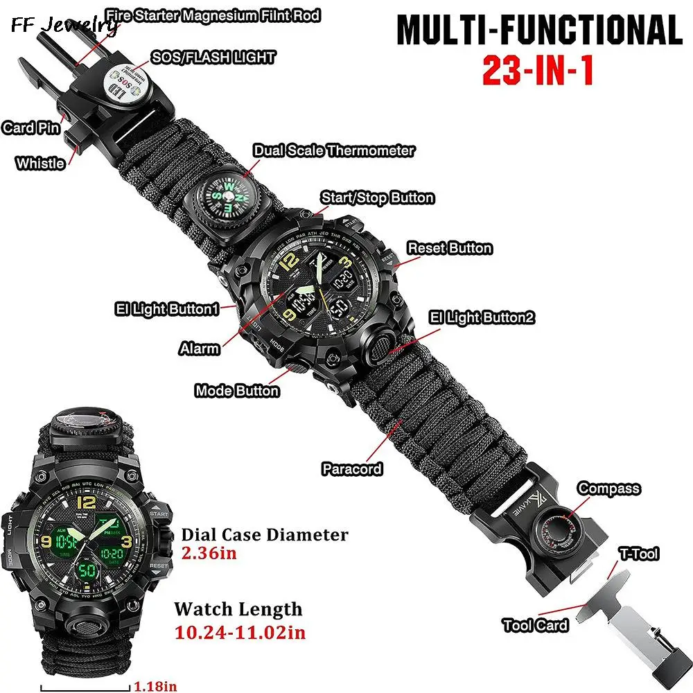 OutdoorSurvivalWatchMultifunctionalWaterproofMilitaryTactical