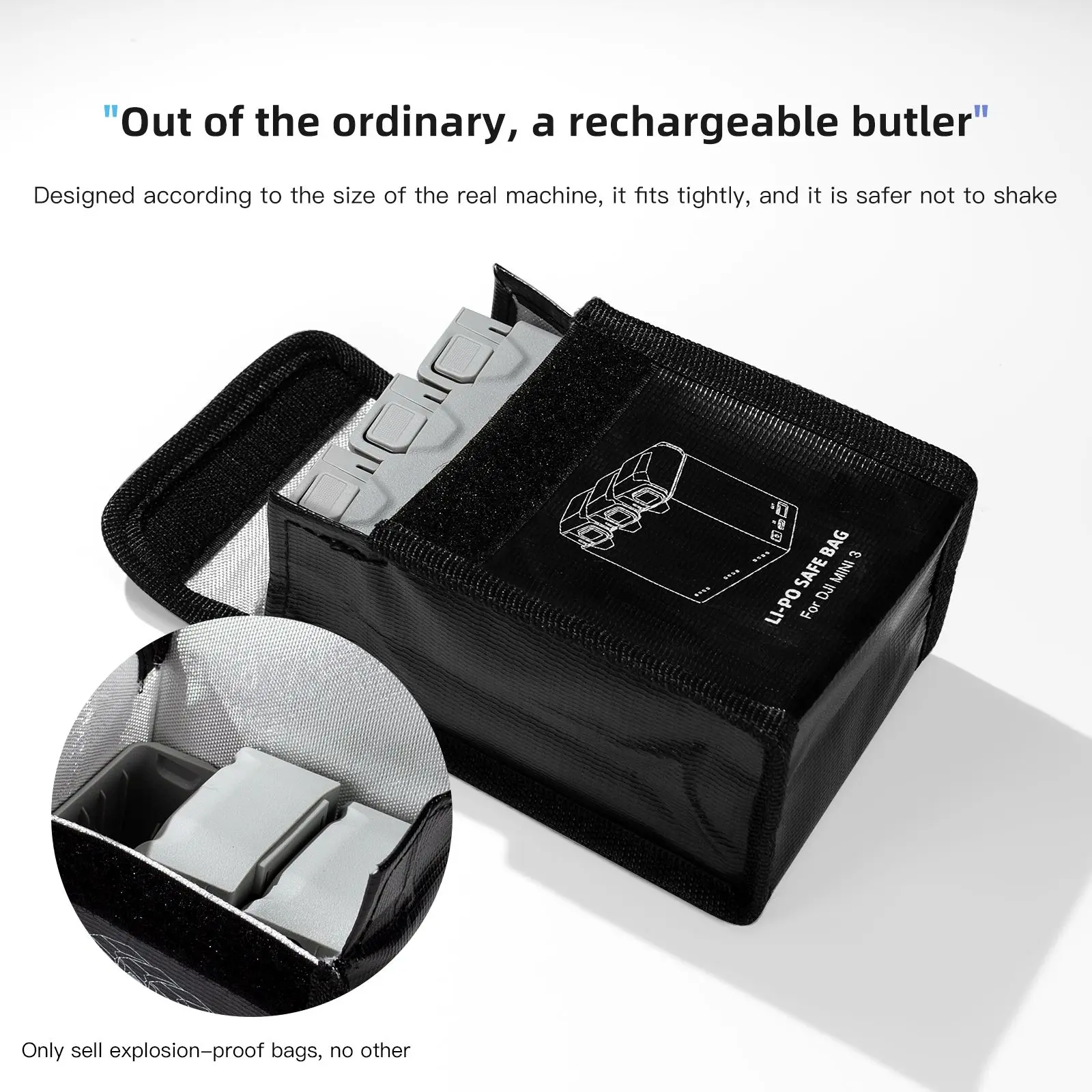 Description Picture 3 of item1PC Battery Protective Bag for DJI Mini 3 Pro Fireproof Battery Safe Bag Lipo Battery Bag Protector Camera Drones Accessories