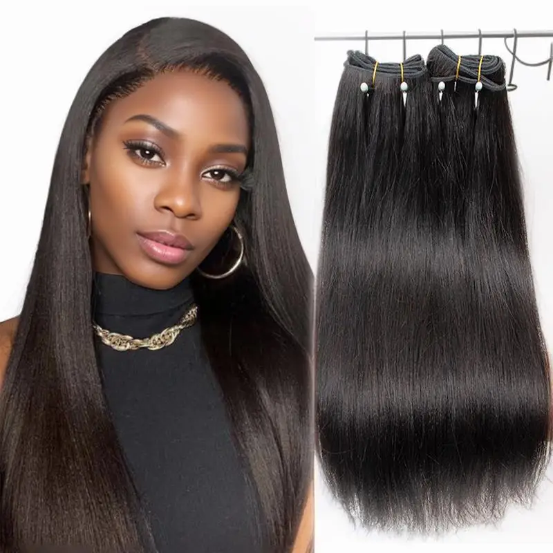 MRS HAIR Light Yaki Bundles Human Hair Yaki Straight Hair Bundles