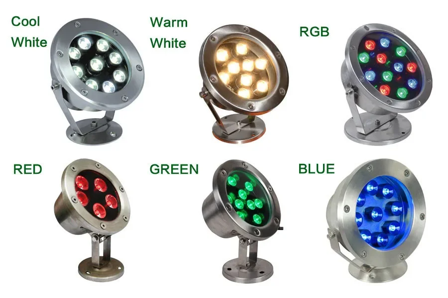 Description Picture 4 of itemAC/DC12V LED Underwater Lights RGB/Green/Blue/Yellow/White 6W 12W 18W 24W 30W 36W for Outdoor Garden Landscape Pool Spot Light