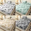 1PC Bedding Fitted Sheet with Elastic Band Wrinkle-Resistant Easy Care Soft Comfortable Breathable Bedding Full Size Bed Cover 1