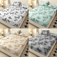 1PC Bedding Fitted Sheet with Elastic Band Wrinkle-Resistant Easy Care Soft Comfortable Breathable Bedding Full Size Bed Cover 1