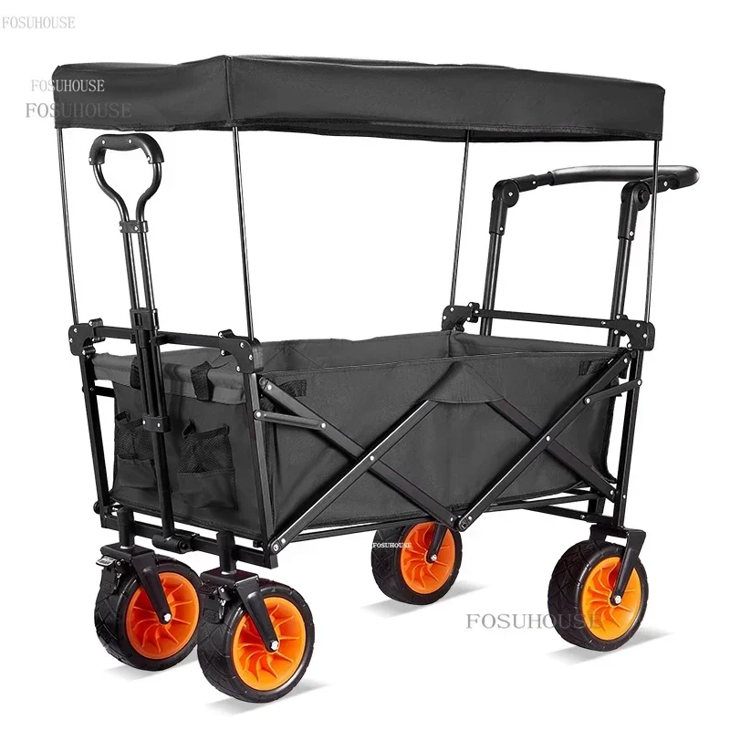 Outdoor Garden Carts Camping Cart with Wheels Garden Supplies Folding Cart Picnic Fishing Shopping Portable Trailer