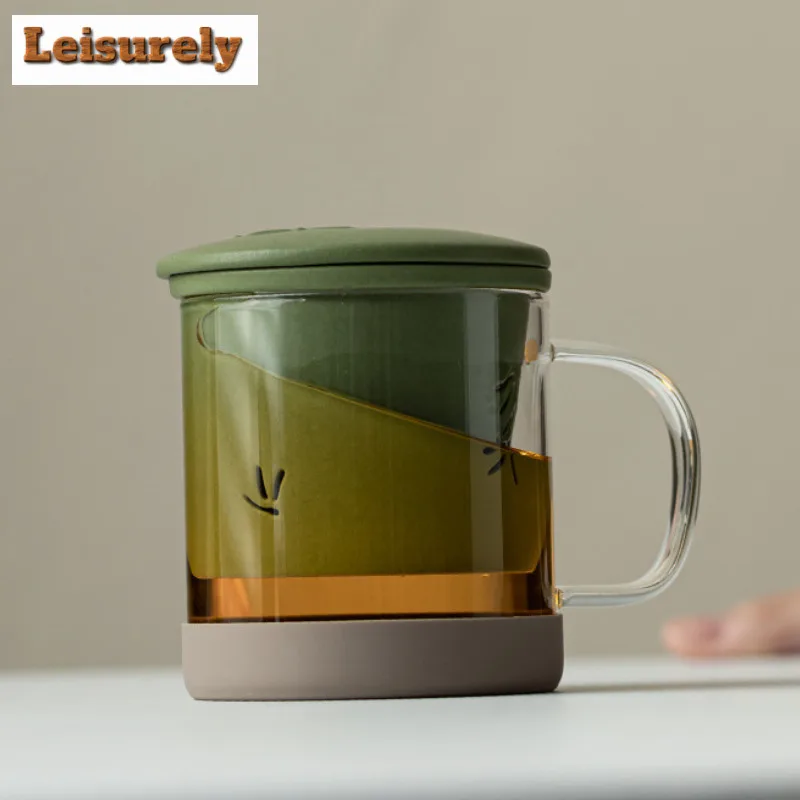 350ml Creative Dragonfly Glass Filter Tea Separator Cup Handmade Tea Mug with Infuser Tea Maker Office Water Cup Teaset Craft