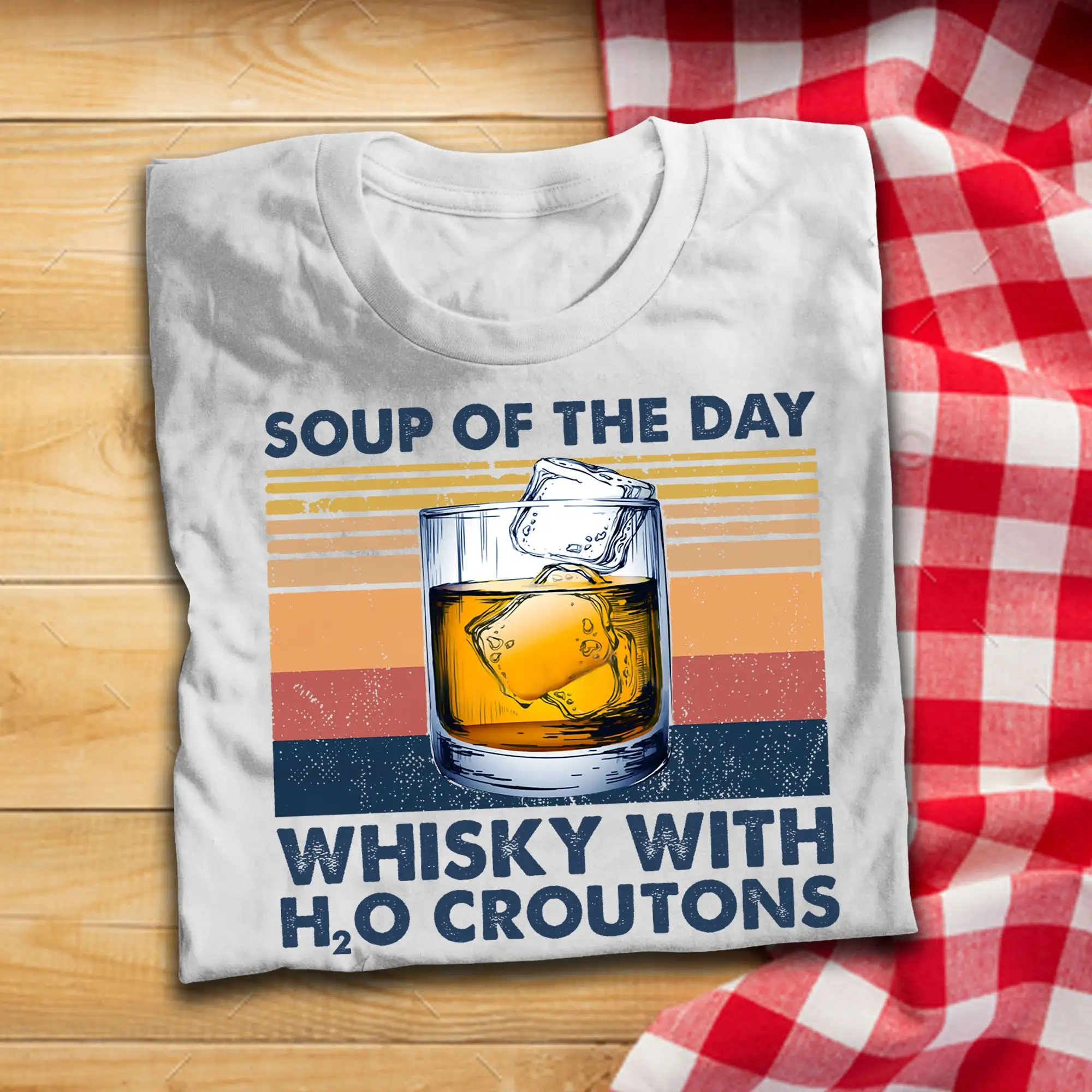 Soup Of The Day Whisky Con H2O Croutons Vintage T Shirt Amanti Del Whisky Maniche Lunghe O Corte