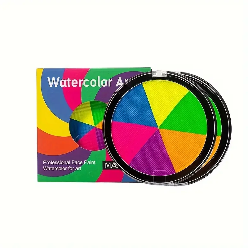 6 Colour World Cup Halloween UV Reactive Face & Body Painting Christmas Rainbow Discs Water Soluble Pigment Painting Makeup 2