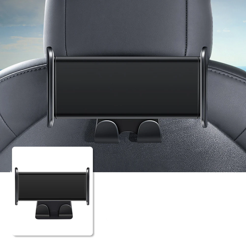 

For Tesla Model 3/Y Back Seat Phone Holder With 2 Hooks 360° Rotate Stand Auto Headrest Bracket Support For Tablet PC IPad Mini