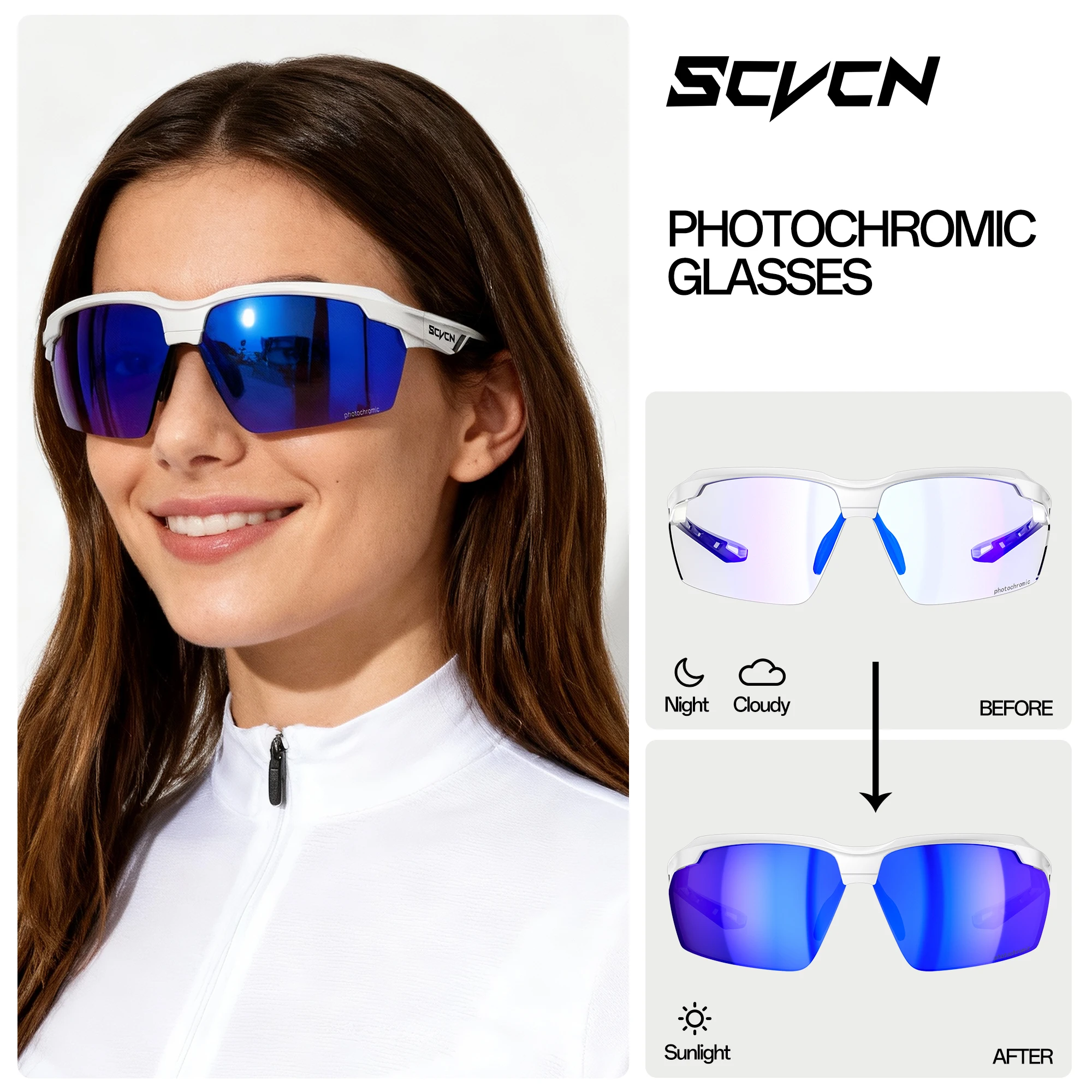 Photochromic Sports Sunglasses - Unisex UV400 Cycling & Running Eyewear