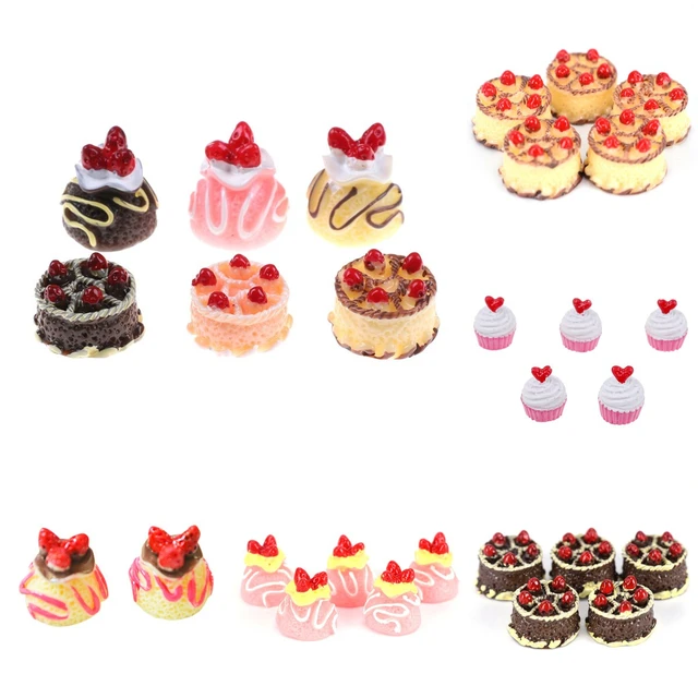 5/6/10pcs Lovely Mini Cakes 1:12 Baby Doll Home Kitchen Toys Girl Scene Model Pastry Bauble Dollhouse Kitchen Toy Accessories 1