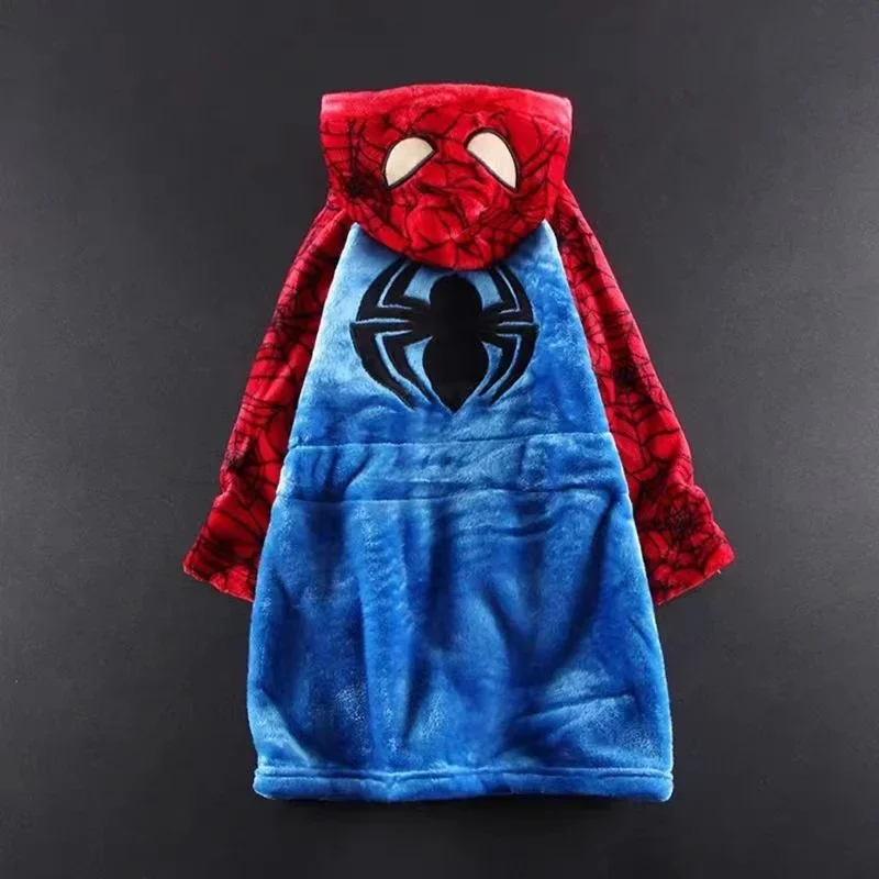 Baby Bathrobes Winter Children Bathrobe Cartoon Spiderman Print Kid Robes Flannel Boy Girl Long Sleeve Pajamas Keep Warm Sleepwear