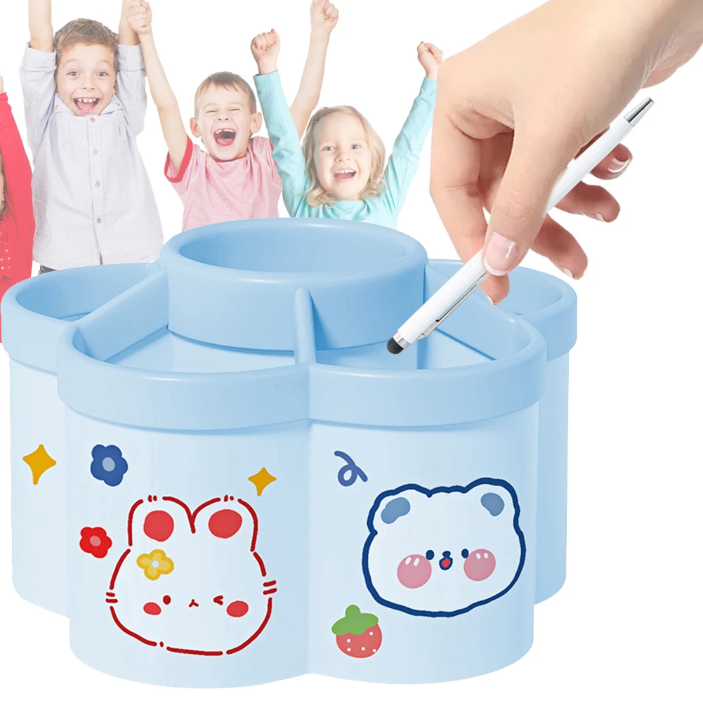 360° Rotating Pen Holder Desk Organizers Large Capacity Pen Storage Box Cosmetic Brush Organization Study Dormitory Accessories