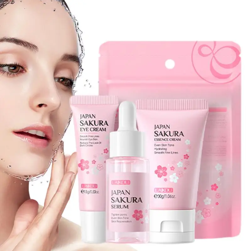 

Women Skincare Set Cherry Blossom Extract Face Care Cream Kit Include eye face Skin Care cream For New Year Christmas gift