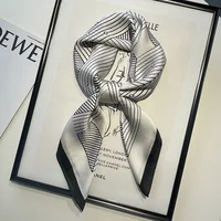 Luxury Brand Silk Square Scarf Women D Letter Hair Tie Band Beach Hijab Kerchief Head Headbands Bandana Female Foulard 70*70cm 5