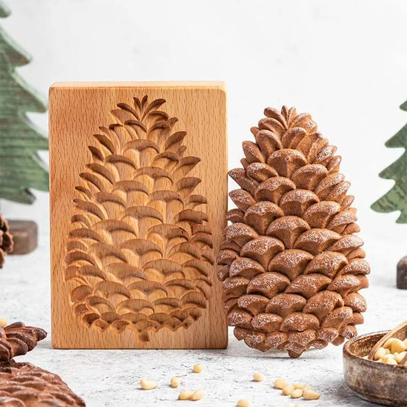 Wood Cookie Mold Flower Animals Patterns 3D Carved Biscuit Cutter Baking Tools