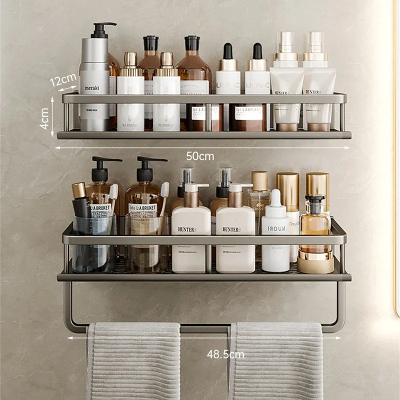 Bathroom Accessories Shelf Organizer 30-50CM Shower Storage Rack Wall Mounted