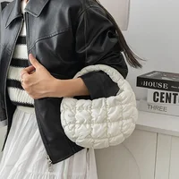 Fashion Mini Puffer Tote Bag Quilted Circle Phone Purse Elegant Purple Soft Nylon Padded Key Pouch Simple Trend Handbag - Image 5