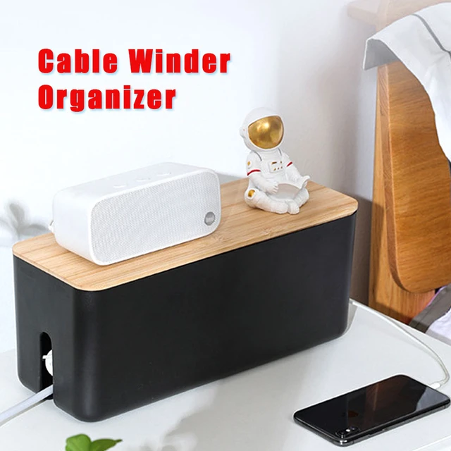 Cable Storage Box Wooden Power Line Storage Case Dustproof Charger