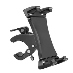 Adjustable Universal Tablet Holder for Gym Equipment and Bike Handlebars (Black)