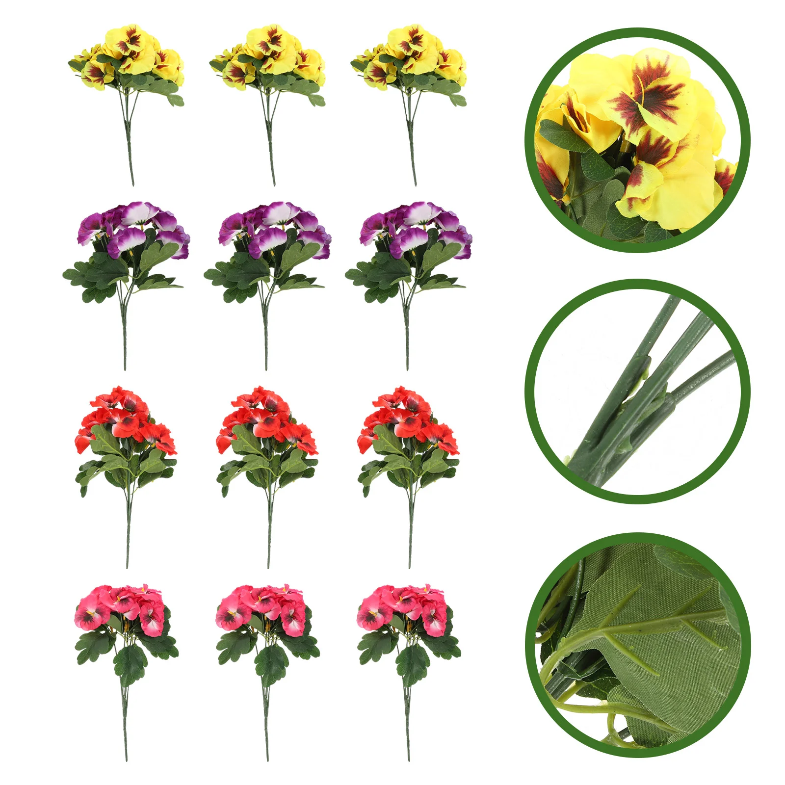 

12pcs Artificial Flowers Bunches Artificial Pansies Faux Flower Vase Ornaments