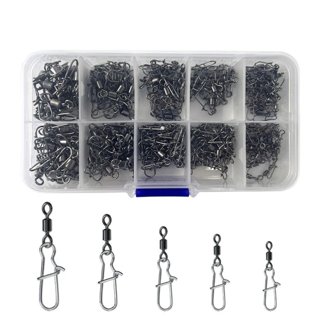 210Pcs Fishing Swivels With Snaps Set High Strength Fishing Line Connector Fishing  Tackle Kit For Saltwater