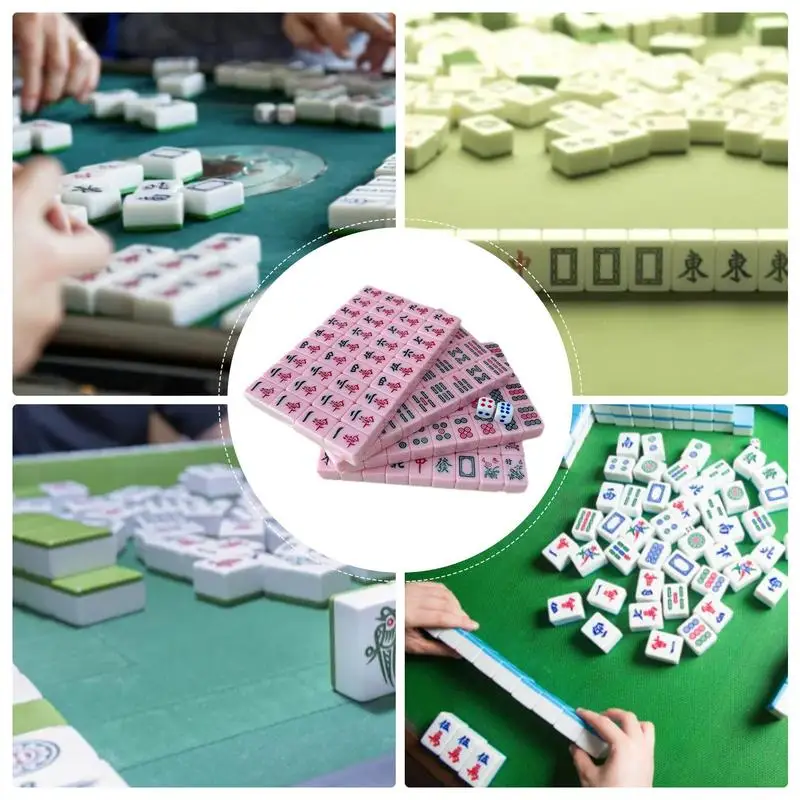 Mini Mahjong Set Lightweight Mahjong Sets Clear Engraving Mini Tile Game Travel Accessories For Travel Schools Trips Dormitories 5