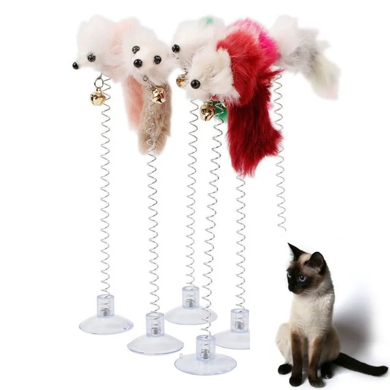 1pc Cat Toy Stick Feather Wand With Bell Mouse Cage Toys Plastic Artificial Colorful Cat Teaser Toy Pet Supplies Cat Accessories 