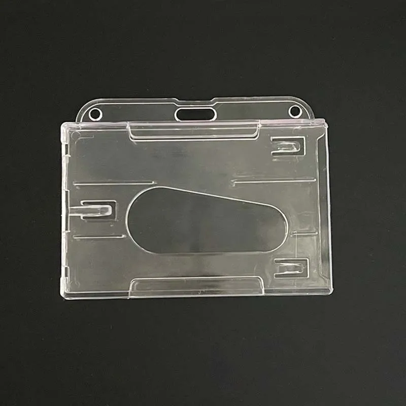 Dual Double Clear Hard Plastic ID Badge Zwei Slot Kreditkarteninhaber Hülle für Bankkarten Schutzhülle Transparenter Kartenhalter – Detail 8
