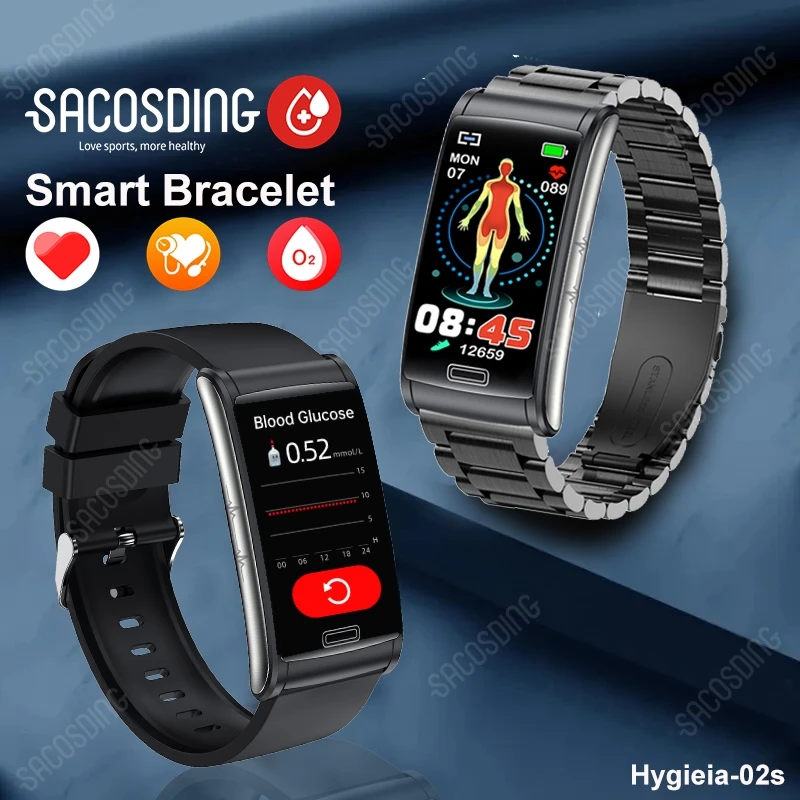 

2023 Non-Invasive Blood Glucose Smart Bracelet IP68 Waterproof Watches ECG+PTT Blood Pressure Heart Rate Health Smart Bracelets