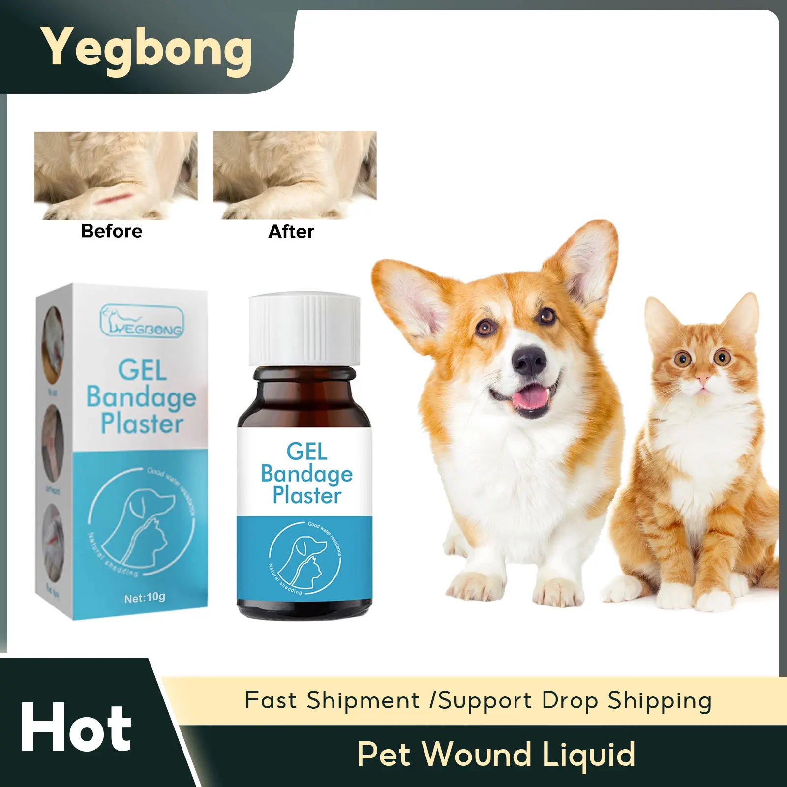 

Pet Wound Liquid Waterproof Pet Wound Skin Care Treatments Breathable Wound Healing Gel for Dermatitis Liquid Bandage for Pet