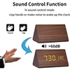 Digital Clock Wooden Sound Control LED Alarm Clock with Temperature USB/AAA Desktop Clocks Snooze Desperadoes Home Table Decor 2