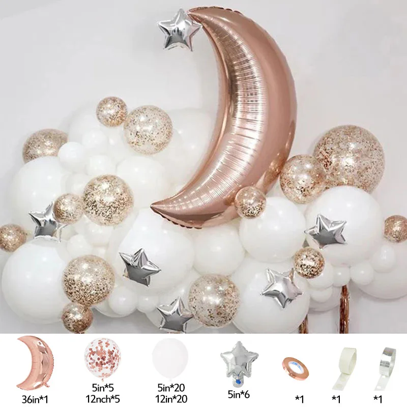 60Pcs Moon Star Balloon Set for Muslim EID Mubarak Festival Home DIY Decoration Ramadan Kareem Kids Birthday Party Ballon Globos