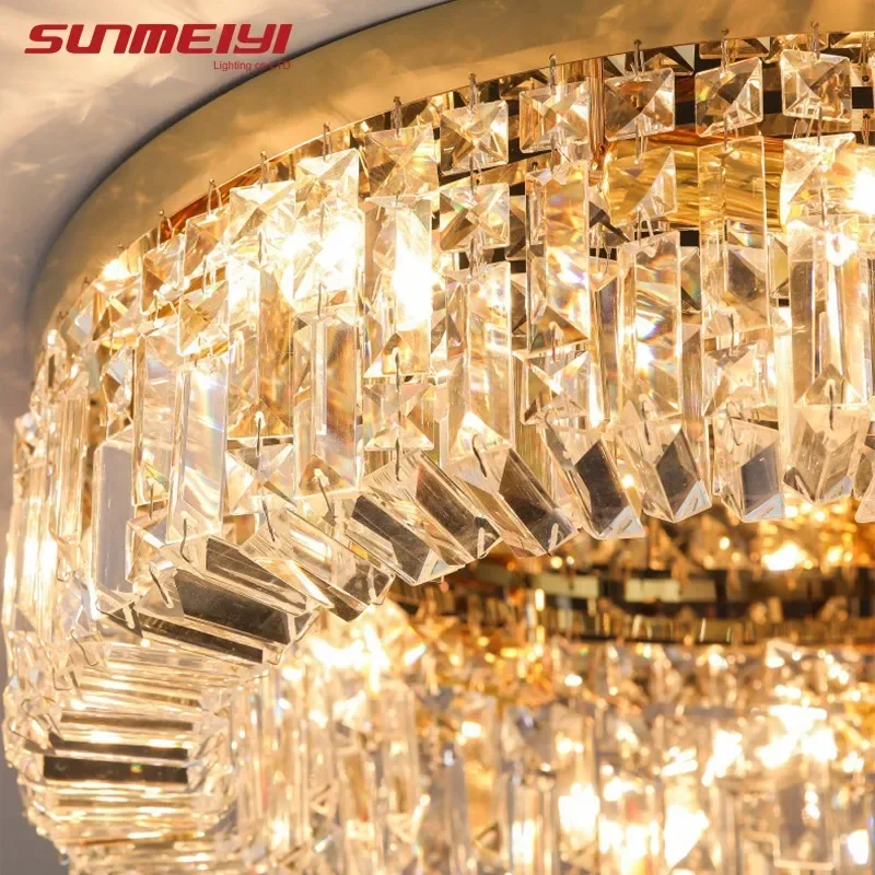 SUNMEIYI Nordic Led Ceiling Lights Living room Crystal Lamp Gold Round Ceiling Indoor Hanging Lamp For Kitchen Bedroom images - 6